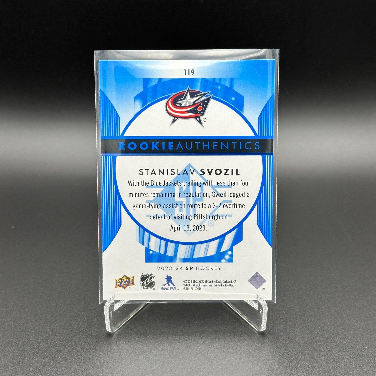 2023-24 UD SP Authentic STANISLAV SVOZIL #119 Rookie Authentics