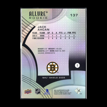 2021-22 UD Allure JACK AHCAN #137 NHL Shield 1917 RC - Boston Bruins