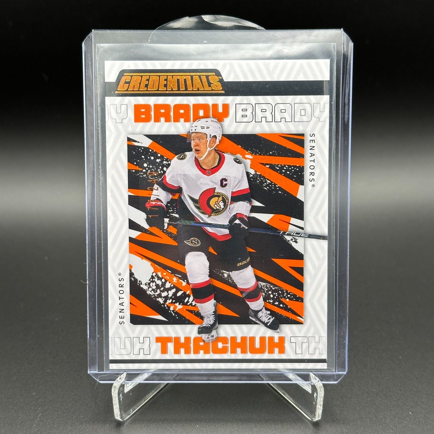 2023-24 UD Credentials BRADY TKACHUK #66 Orange /249 - Ottawa Senators