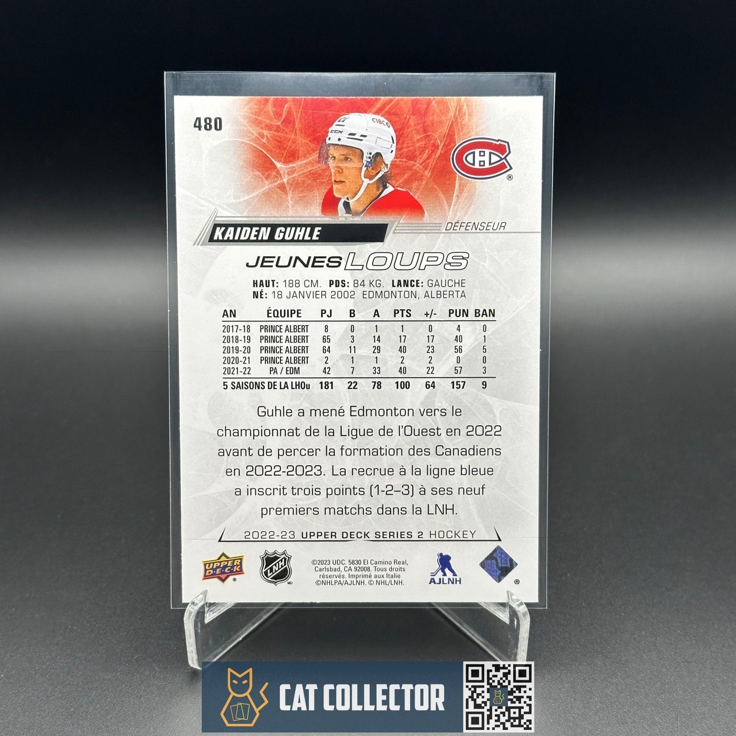 2022-23 UD Series 2 KAIDEN GUHLE #480 Young Guns / Jeunes loups (French) RC