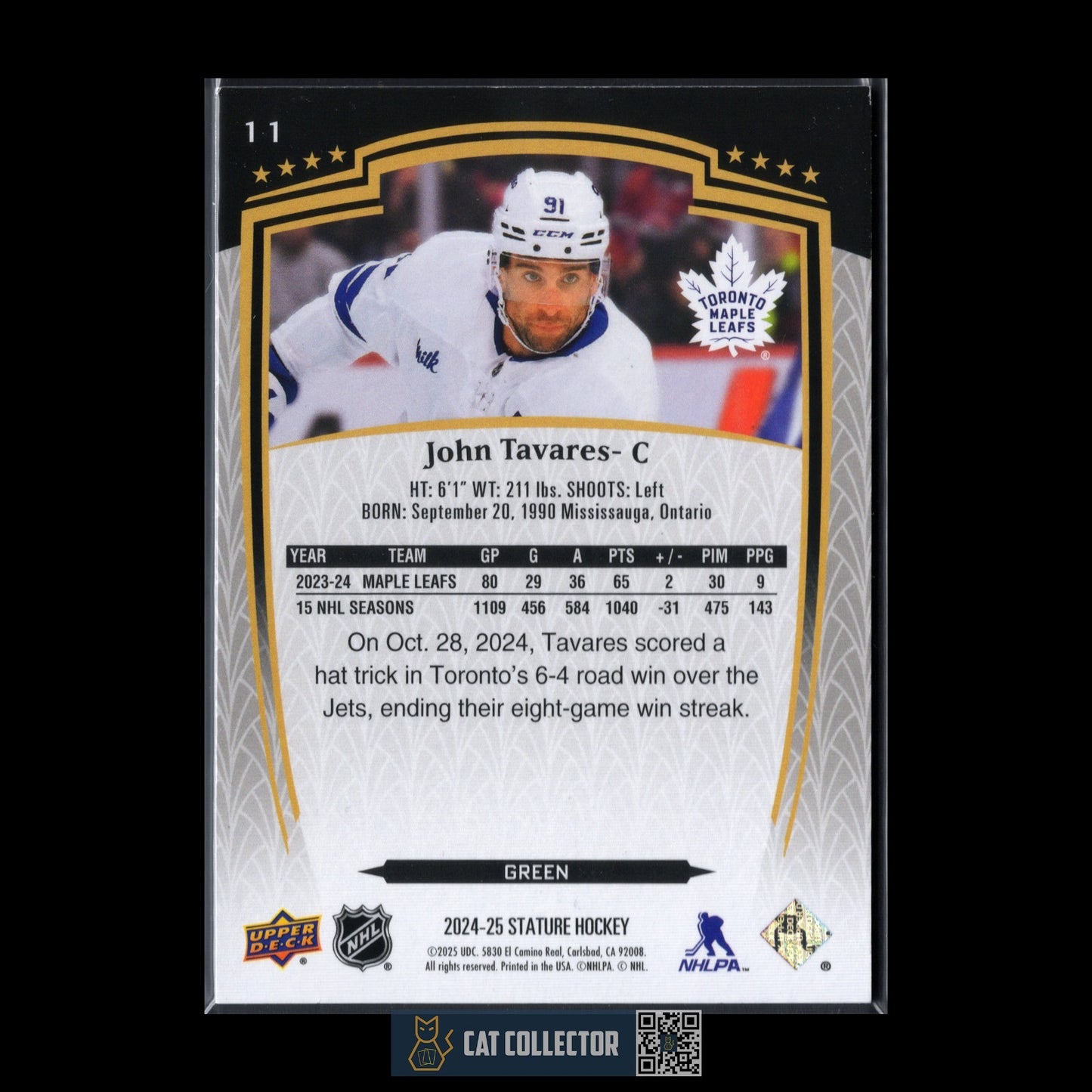 2024-25 UD Stature JOHN TAVARES #11 Green /375