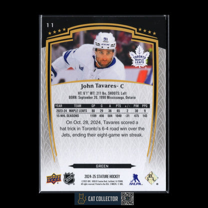 2024-25 UD Stature JOHN TAVARES #11 Green /375