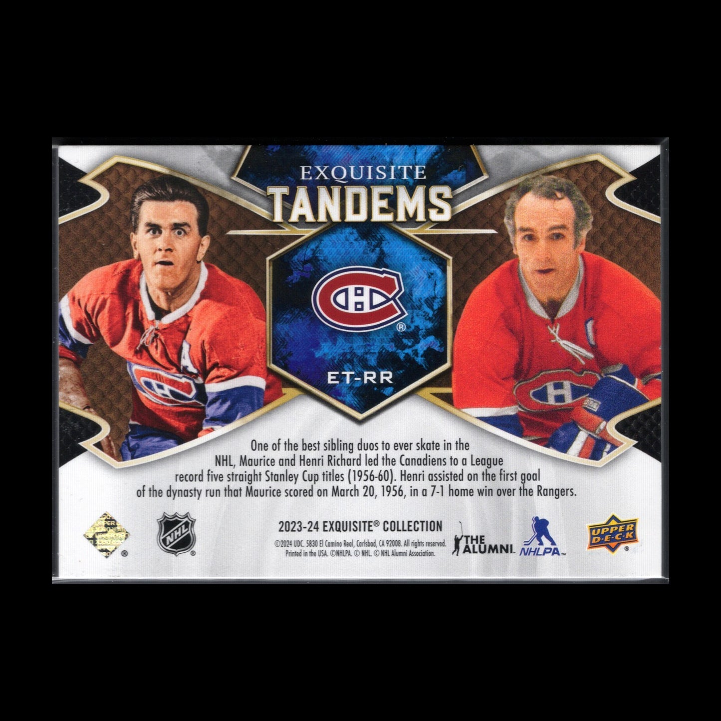 2023-24 UD Exquisite MAURICE RICHARD / HENRI RICHARD  #ET-RR Tandems /299