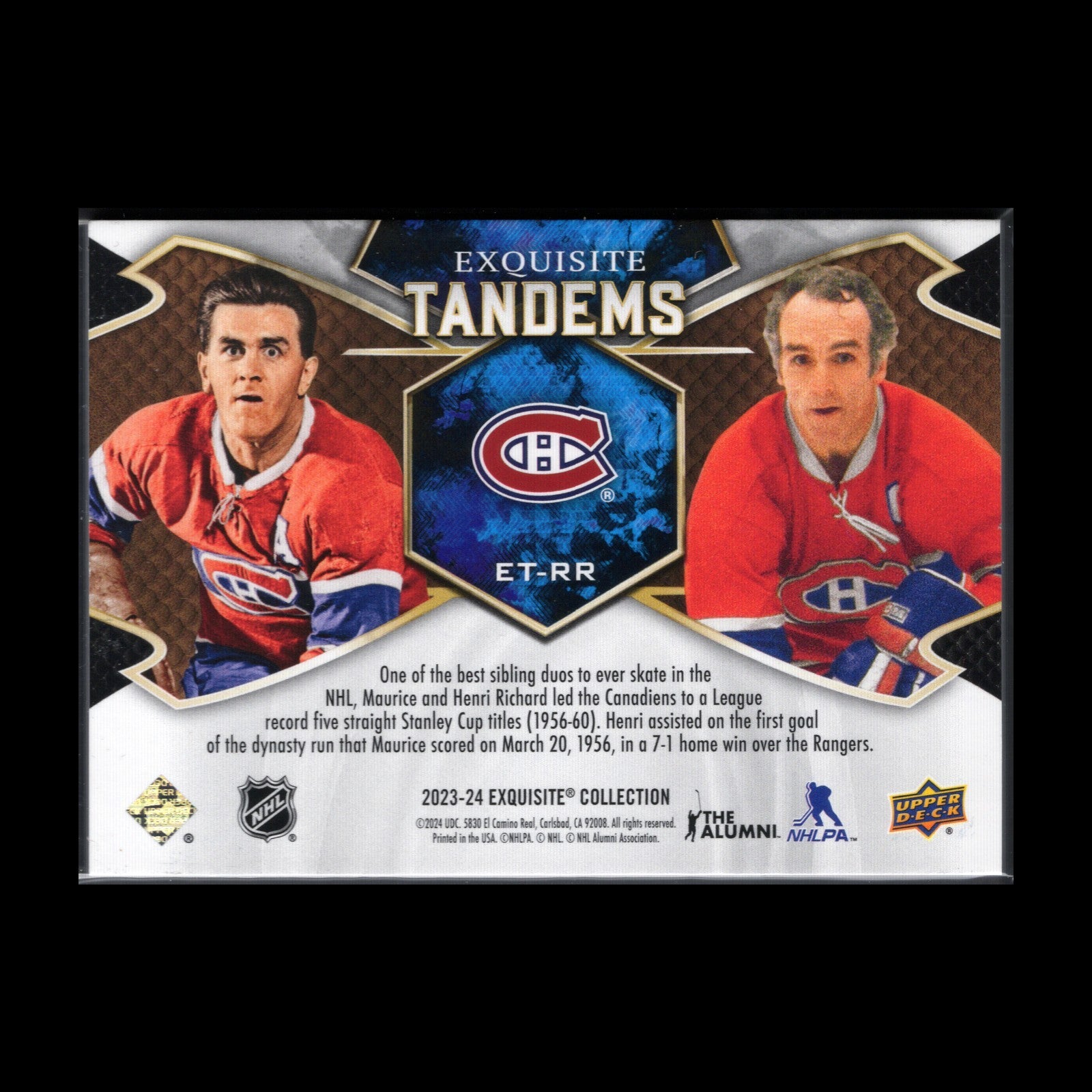 2023-24 UD Exquisite MAURICE RICHARD / HENRI RICHARD  #ET-RR Tandems /299