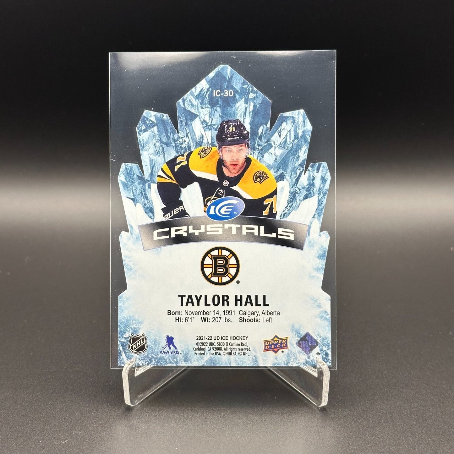 2021-22 UDIce TAYLOR HALL #IC-30 Ice Crystals Die-Cut - Boston Bruins