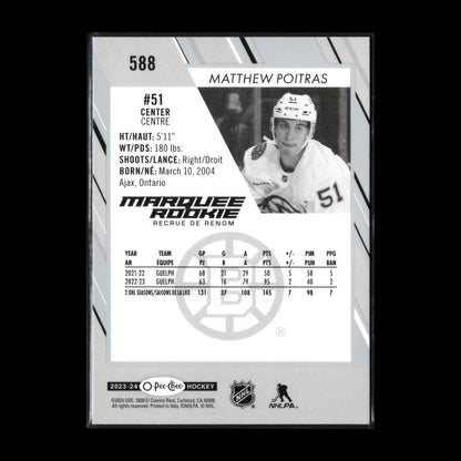 2023-24 O-Pee-Chee MATTHEW POITRAS #588 Marquee rookie RC - Boston Bruins