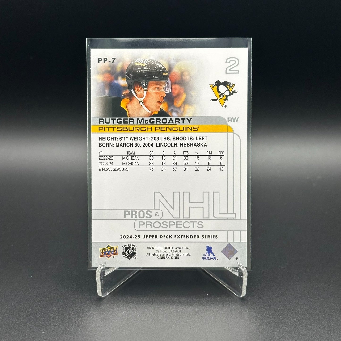2024-25 UD Extended series RUTGER MCGROARTY #PP-7 Pros & Prospects Rookie RC