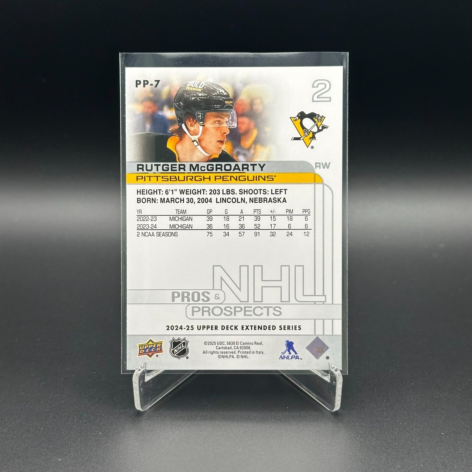 2024-25 UD Extended series RUTGER MCGROARTY #PP-7 Pros & Prospects Rookie RC