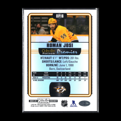 2021-22 O-Pee-Chee Platinum ROMAN JOSI #OP16 Premier - Nashville Predators