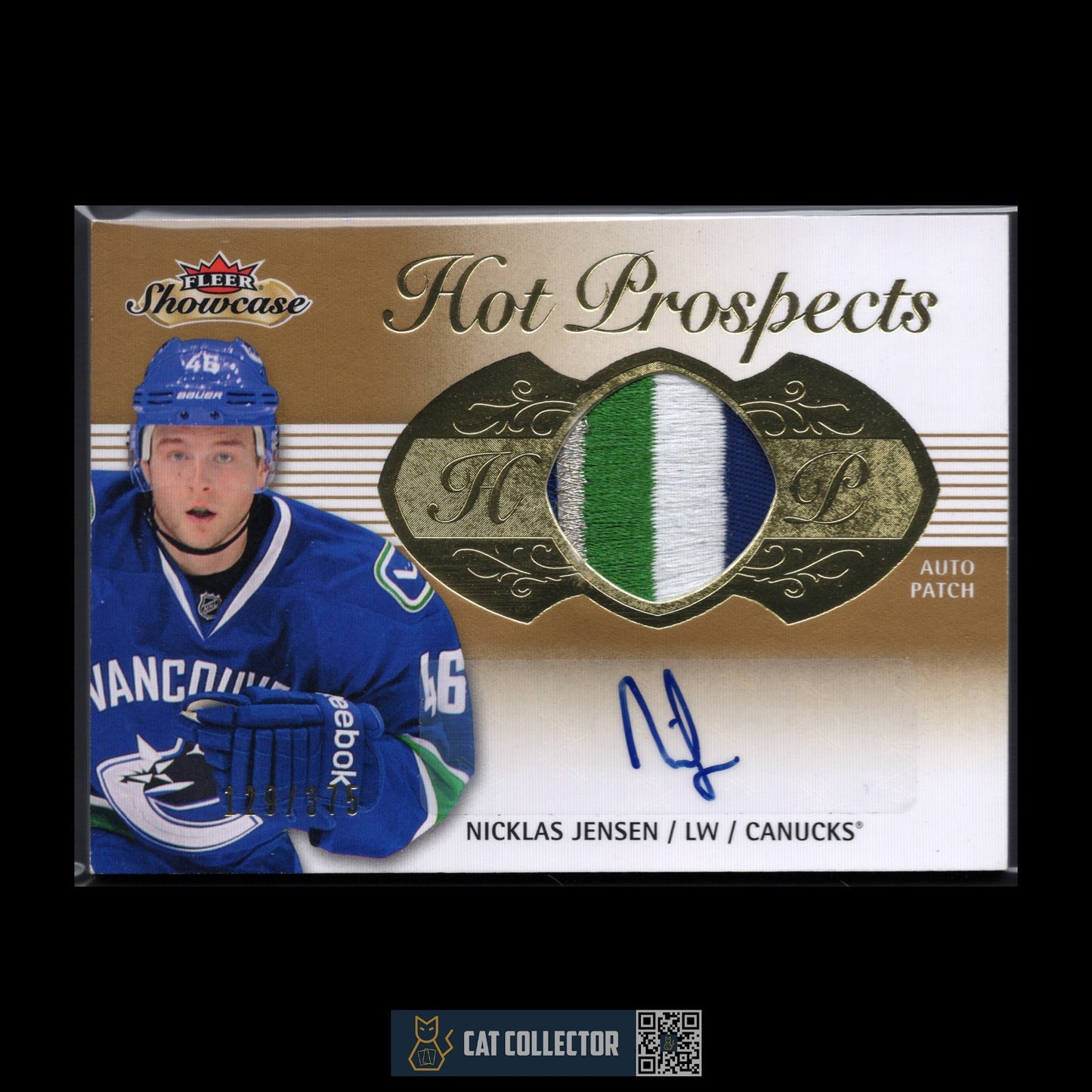 2013-14 Fleer Showcase NICKLAS JENSEN #193 Hot prospects RC /375 Auto Patch