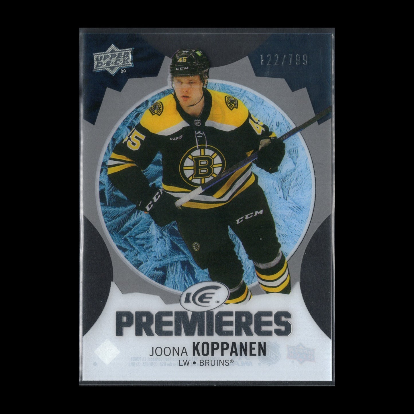 2023-24 UD Ice JOONA KOPPANEN #191 Ice Premieres Blue Parallel 122/799 Rookie RC