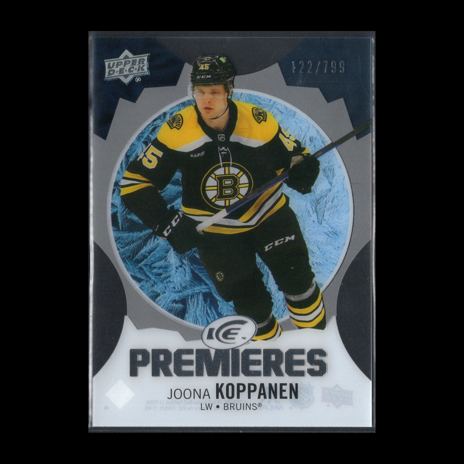 2023-24 UD Ice JOONA KOPPANEN #191 Ice Premieres Blue Parallel 122/799 Rookie RC