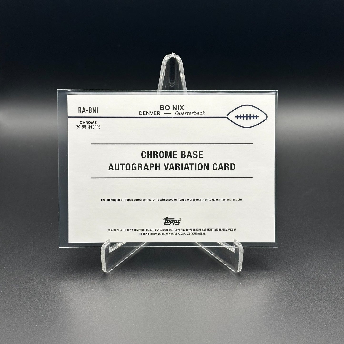 2024 Topps Chrome BO NIX #RA-BNI Rookie RC Blue Refractor AUTO 068/150