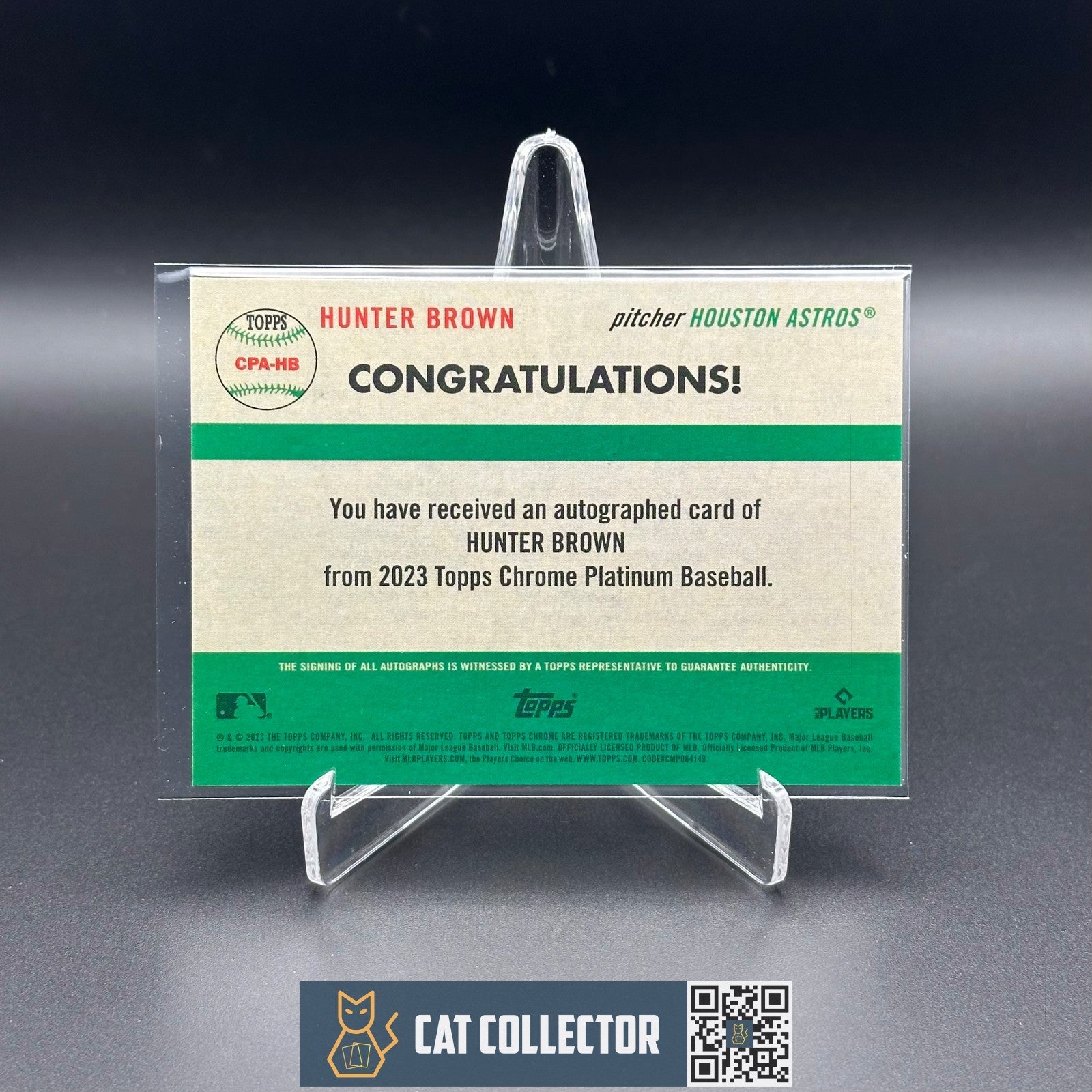 2023 Topps Chrome Platinum HUNTER BROWN #CPA-HB Aqua Refractor RC /150 Auto