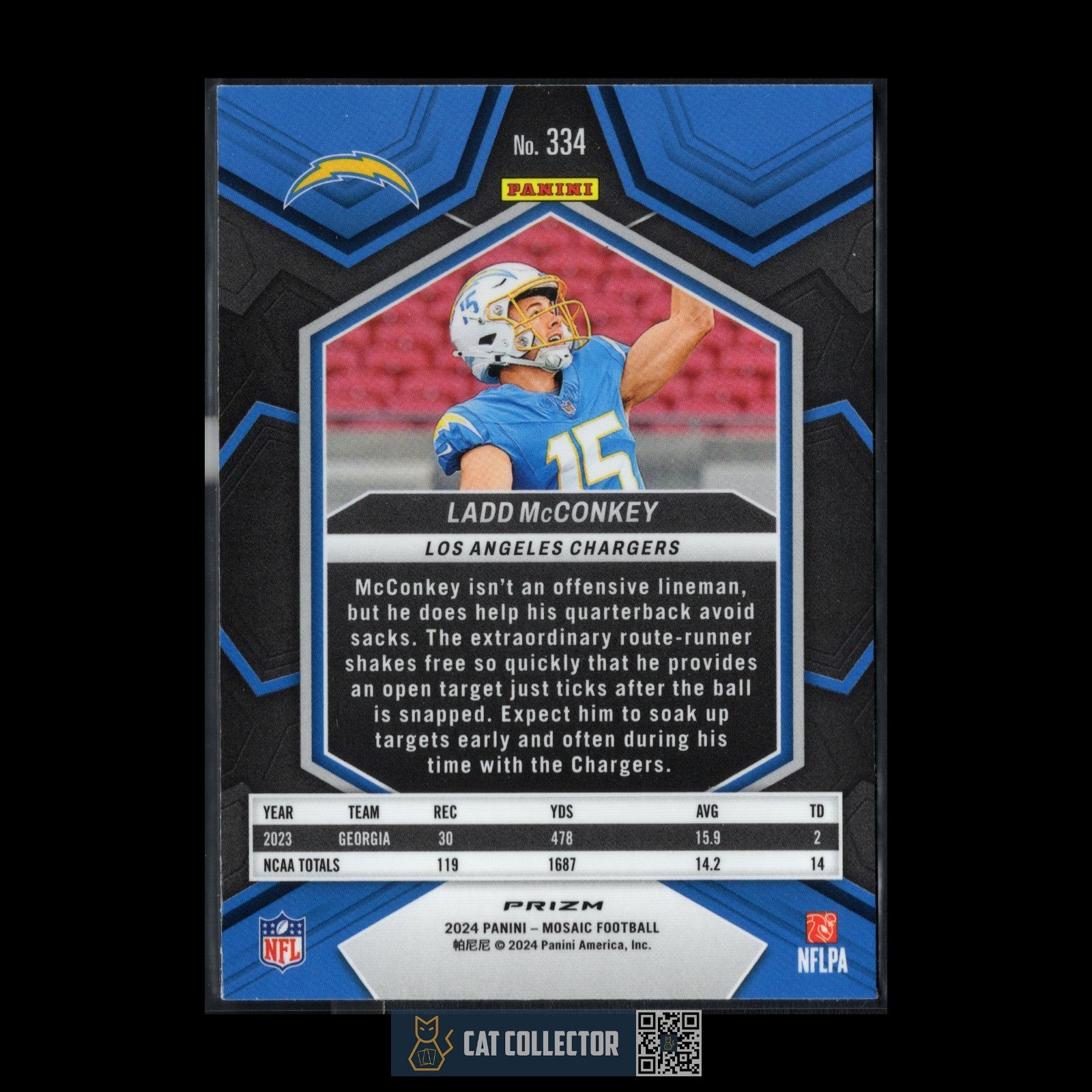 2024 Panini Mosaic LADD McCONKEY #334 Rookie RC Reactive blue Prizm