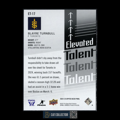 2024-25 Upper Deck PWHL BLAYRE TURNBULL #ET-17 Elevated Talent Toronto Sceptres