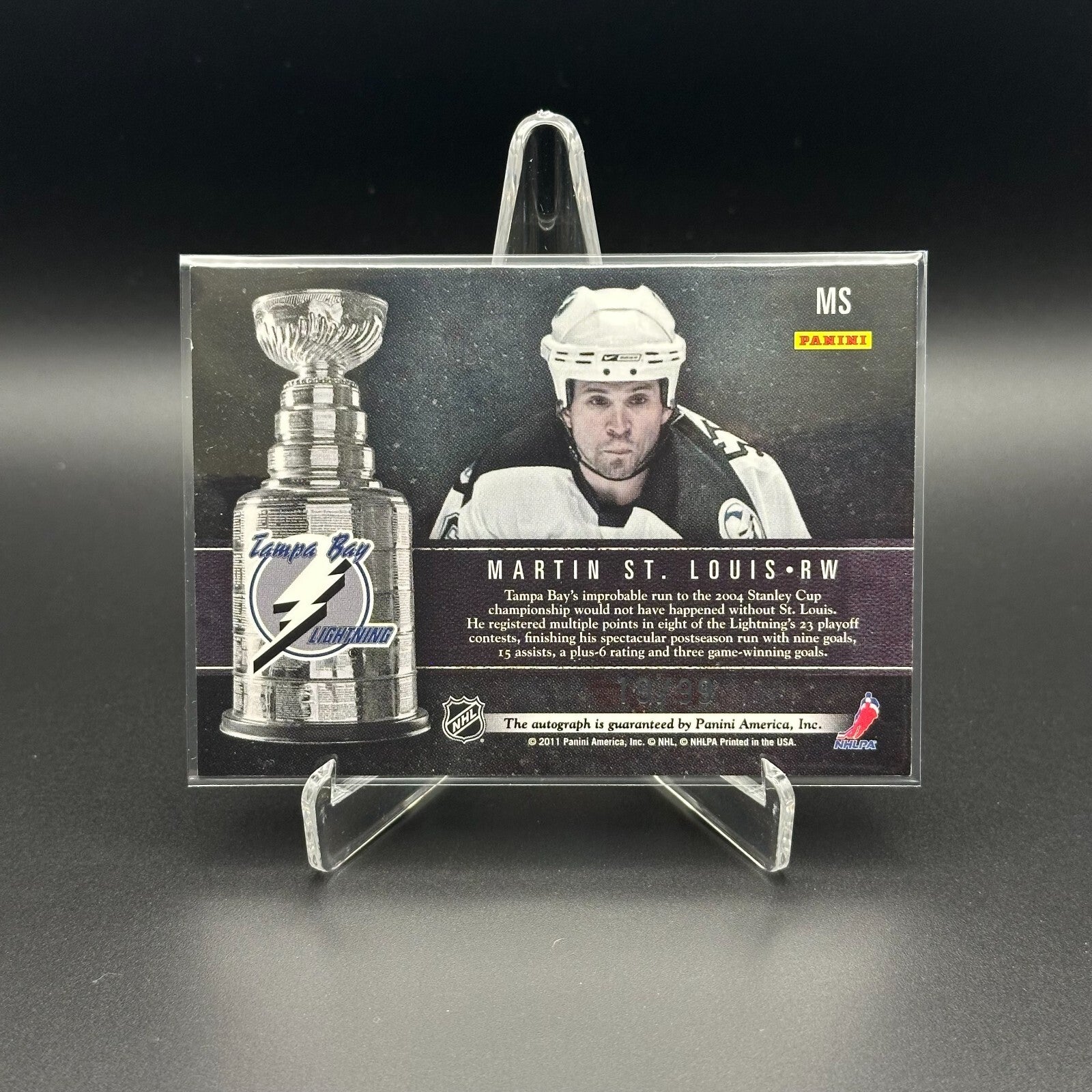 2011-12 Panini Limited MARTIN ST. LOUIS #MS Winners Signatures /99 Hard Signed