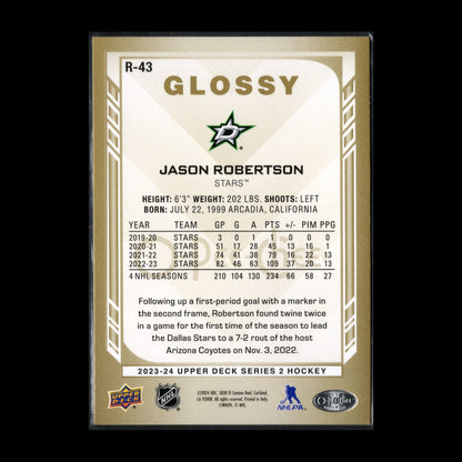 2023-24 UD Series 2 JASON ROBERSTON #R-43 O-Pee-Chee Glossy Gold - Dallas Stars
