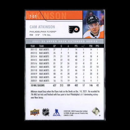 2021-22 UD Extended series CAM ATKINSON #T-51 Retro - Philadelphia Flyers