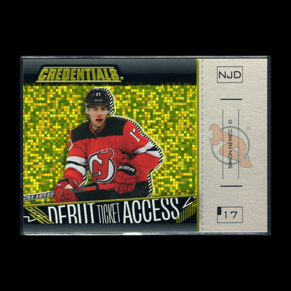 2023-24 UD Credentials SIMON NEMEC #184 Debut Ticket Access Yellow Rookie RC