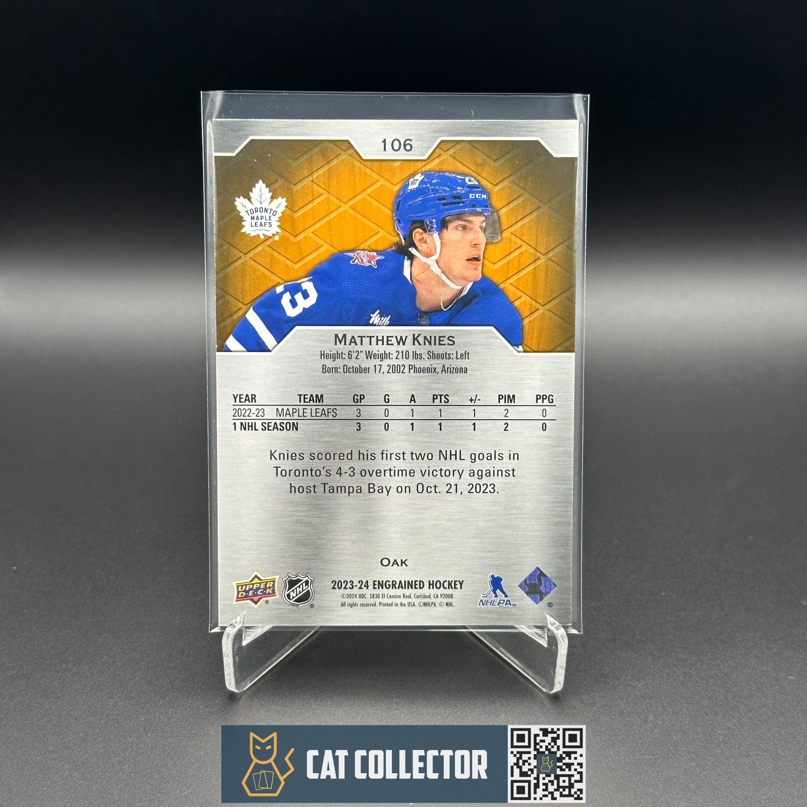 2023-24 UD Engrained MATTHEW KNIES #106 Oak Rookie RC /399