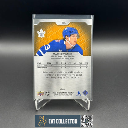 2023-24 UD Engrained MATTHEW KNIES #106 Oak Rookie RC /399