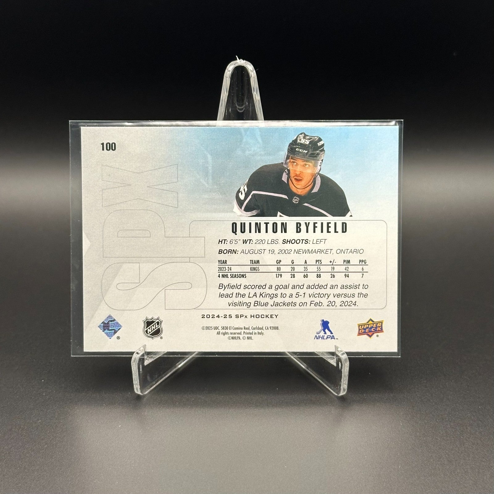 2024-25 Upper Deck SPx QUINTON BYFIELD #100 Los Angeles Kings