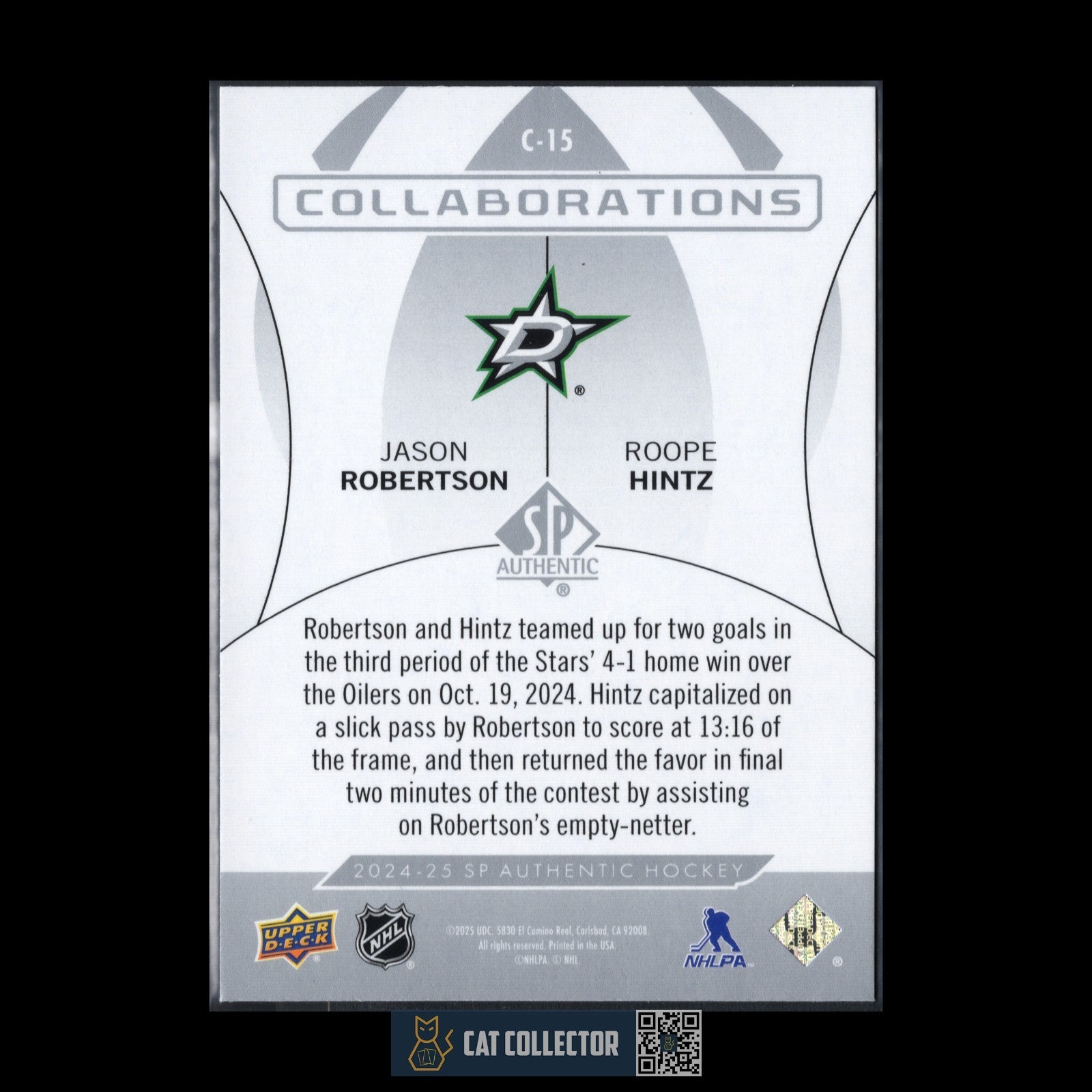 2024-25 UD SP Authentic JASON ROBERTSON / ROOPE HITNZ #C-15 Collaborations