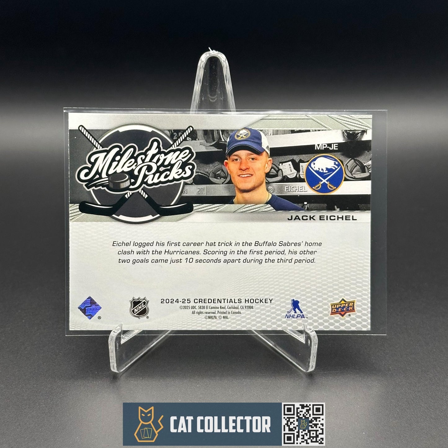 2024-25 UD Credentials JACK EICHEL #MP-JE Milestone Pucks