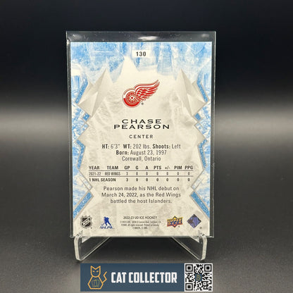 2022-23 UD Ice CHASE PEARSON #130 Green Rookie RC - Detroit Red Wings