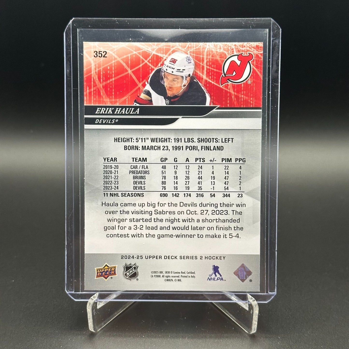 2024-25 UD Series 2 ERIK HAULA #352 Deluxe /250 - New Jersey Devils