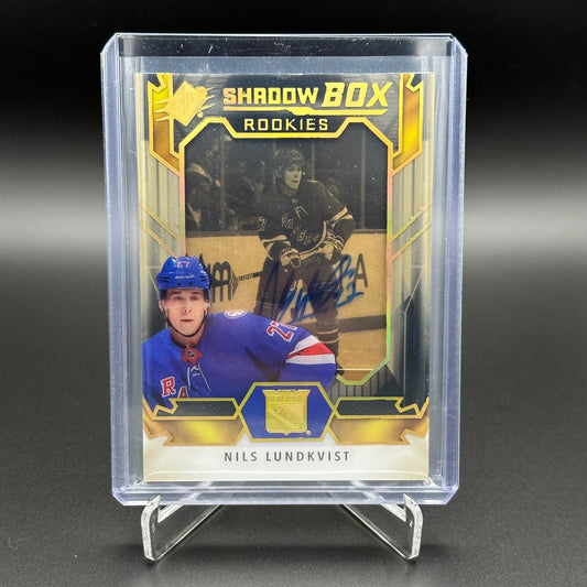 2021-22 UD SPx NILS LUNDKVIST #SBA-NL Shadow Box Rookies 19/175 Auto NY Rangers