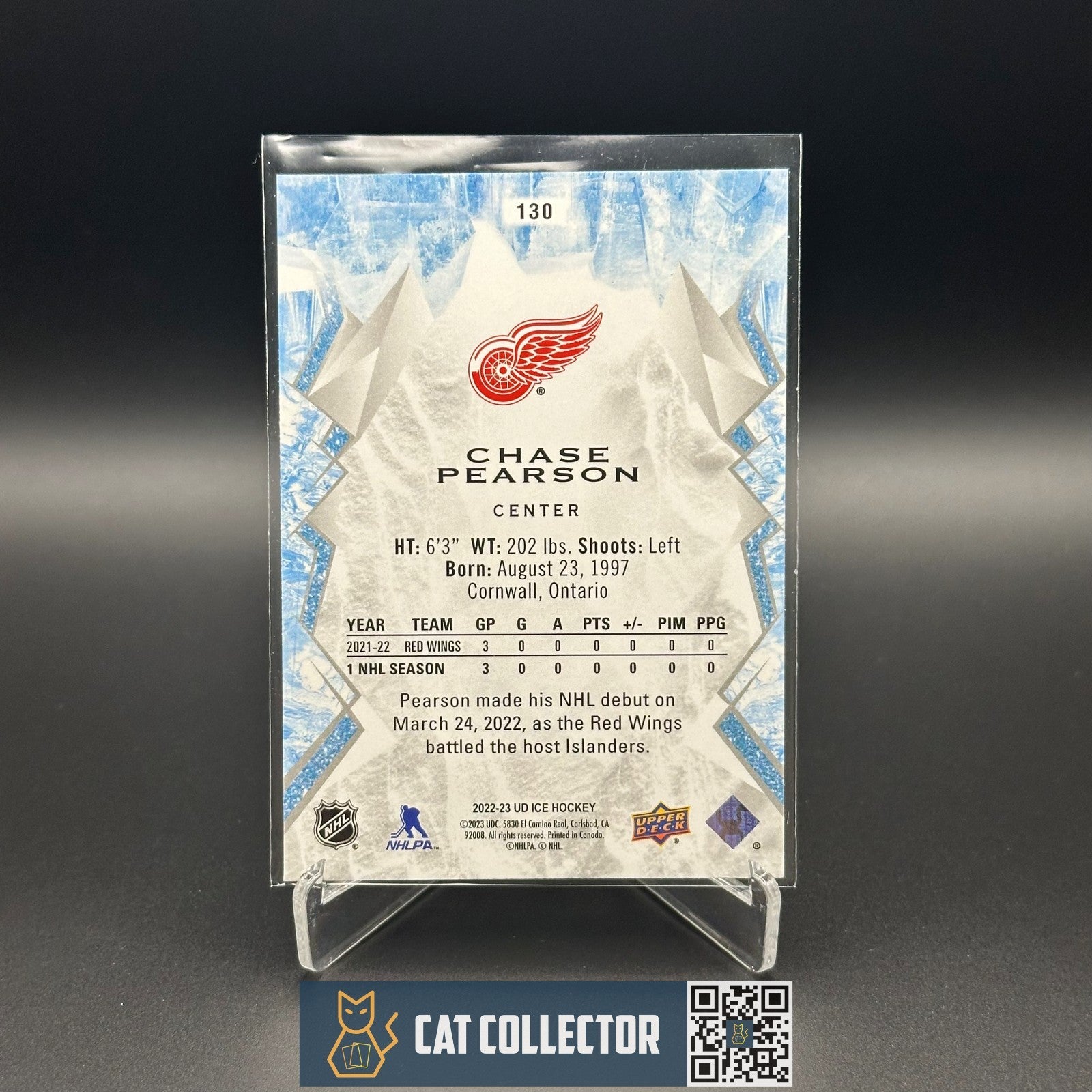 2022-23 UD Ice CHASE PEARSON #130 Rookie RC - Detroit Red Wings