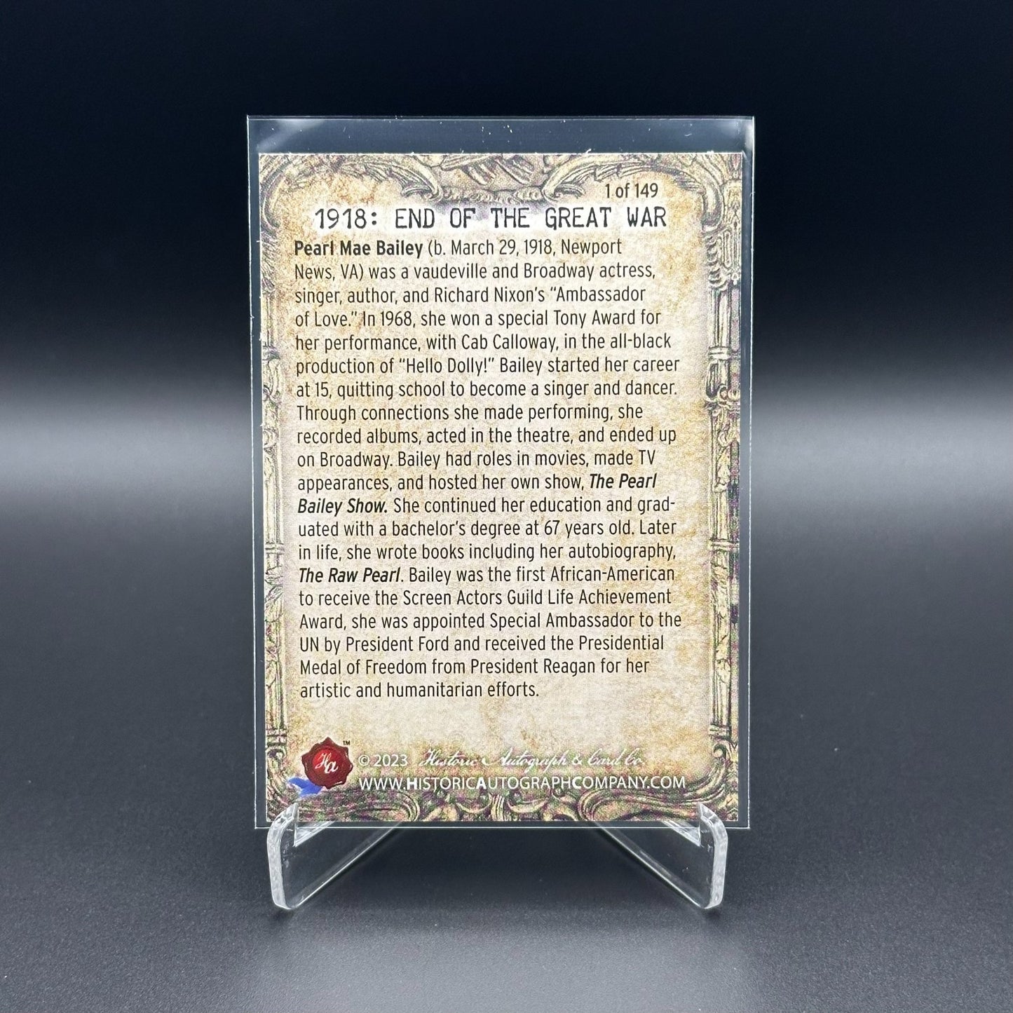 2023 Historic Autograph 1918: End of the Great War PEARL BAILEY #65 Alloy