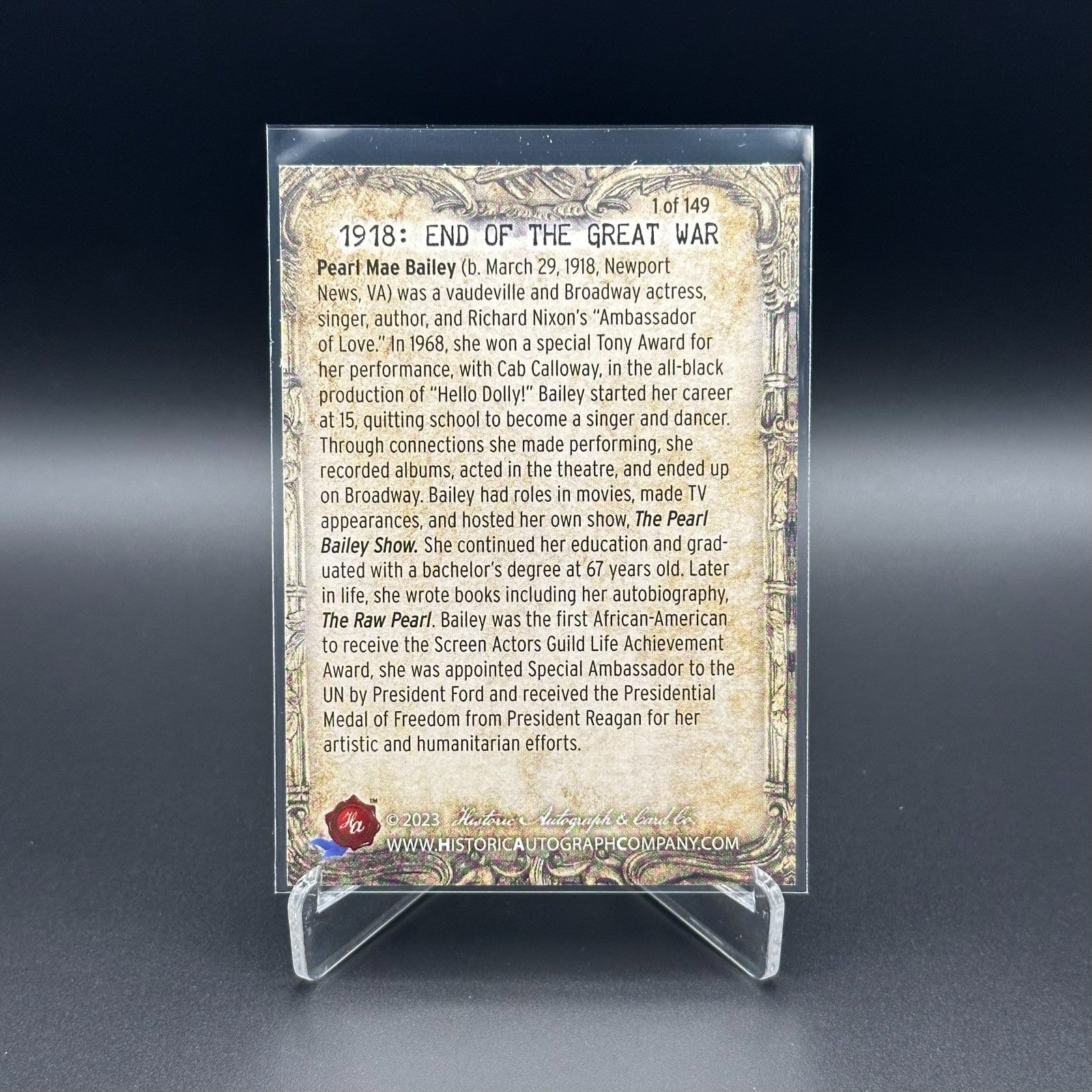 2023 Historic Autograph 1918: End of the Great War PEARL BAILEY #65 Alloy