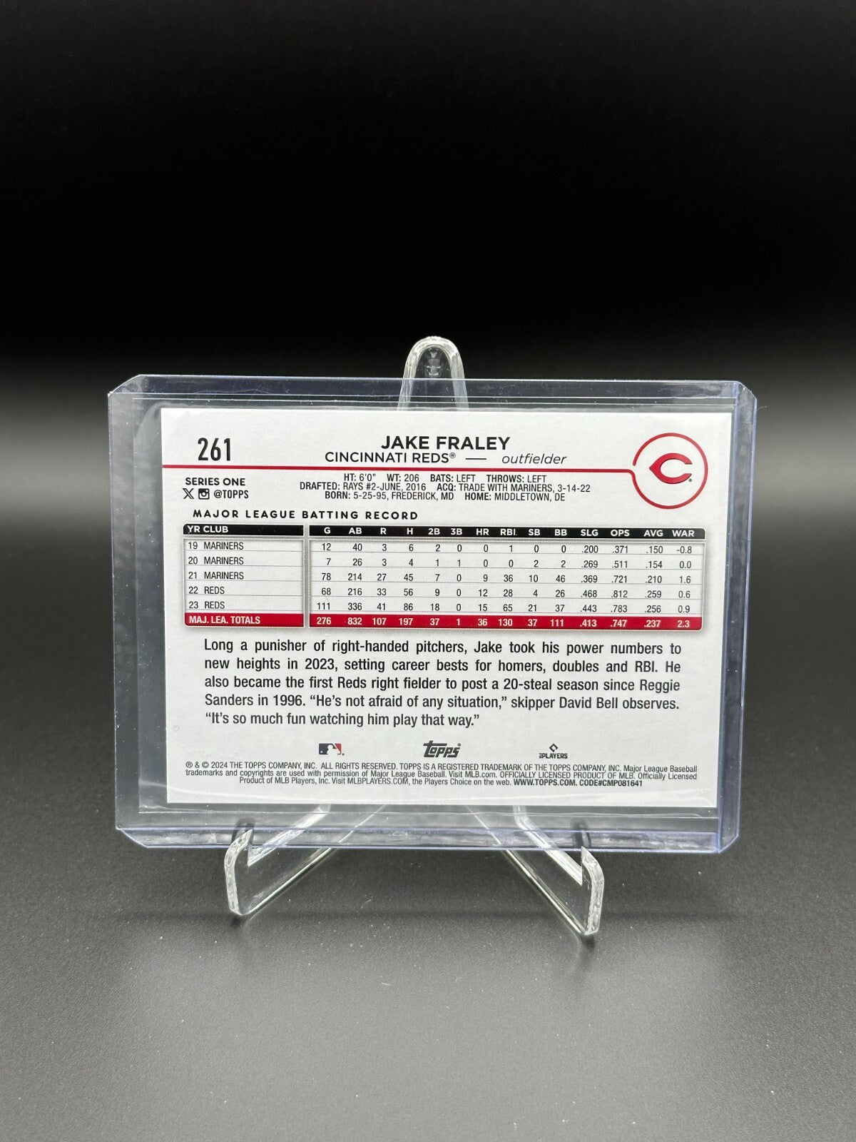 2024 Topps Series 1 JAKE FRALEY #261 Easter Holiday Foil - Cincinnati Reds