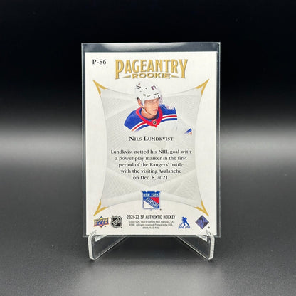 2021-22 UD SP Authentic NILS LUNDKVIST #P-56 Pageantry Rookie - New York Rangers