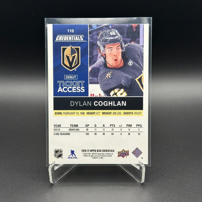 2020-21 UD Credentials DYLAN COGHLAN #119 Debut Ticket Access Yellow RC /249