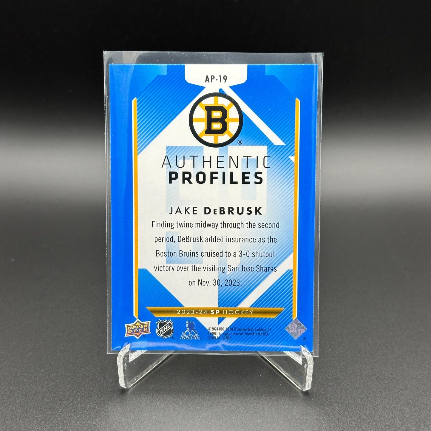 2023-24 UD SP Authentic JAKE DEBRUSK #AP-19 Authentic Profiles Blue