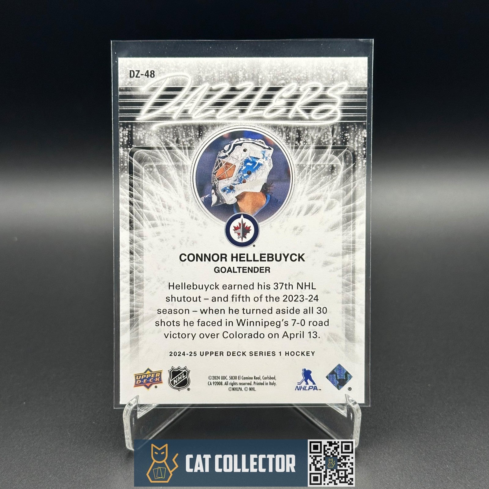 2024-25 UD Series 1 CONNOR HELLEBUYCK #DZ-48 Dazzlers Orange - Winnipeg Jets