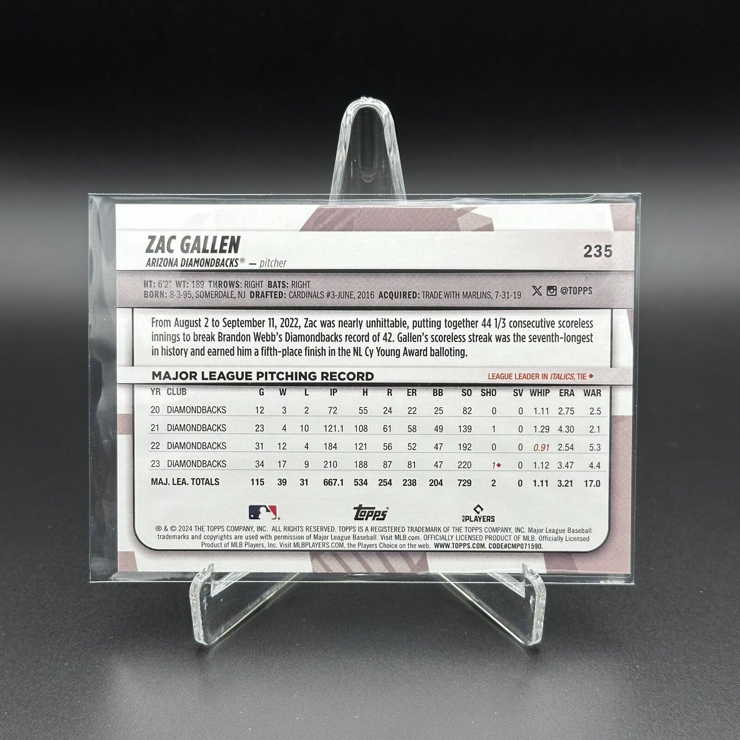 2024 Topps Big League ZAC GALLEN #235 Rainbow foil - Arizona Diamondbacks