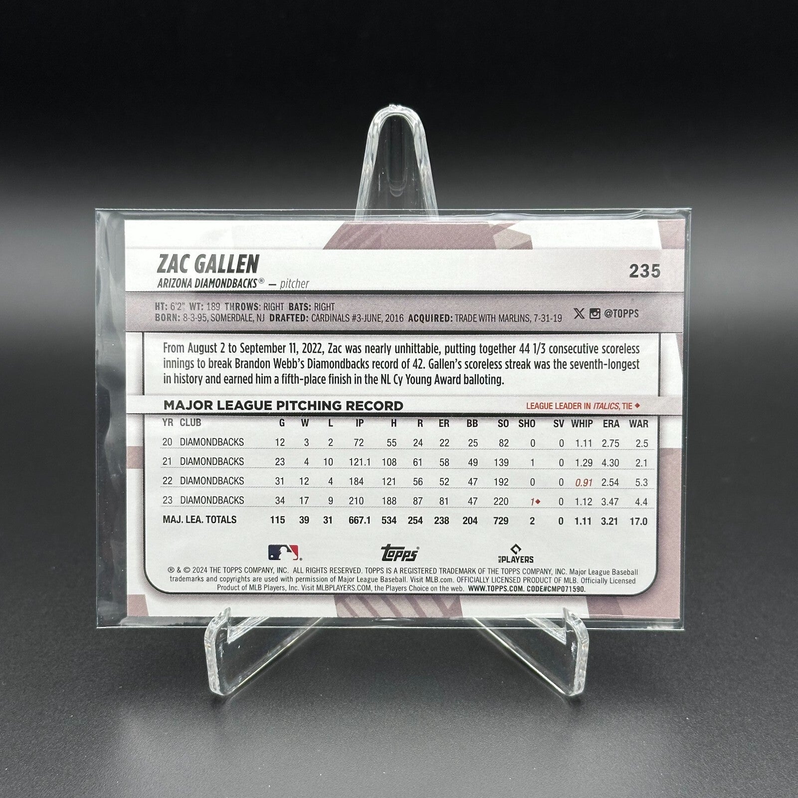 2024 Topps Big League ZAC GALLEN #235 Rainbow foil - Arizona Diamondbacks