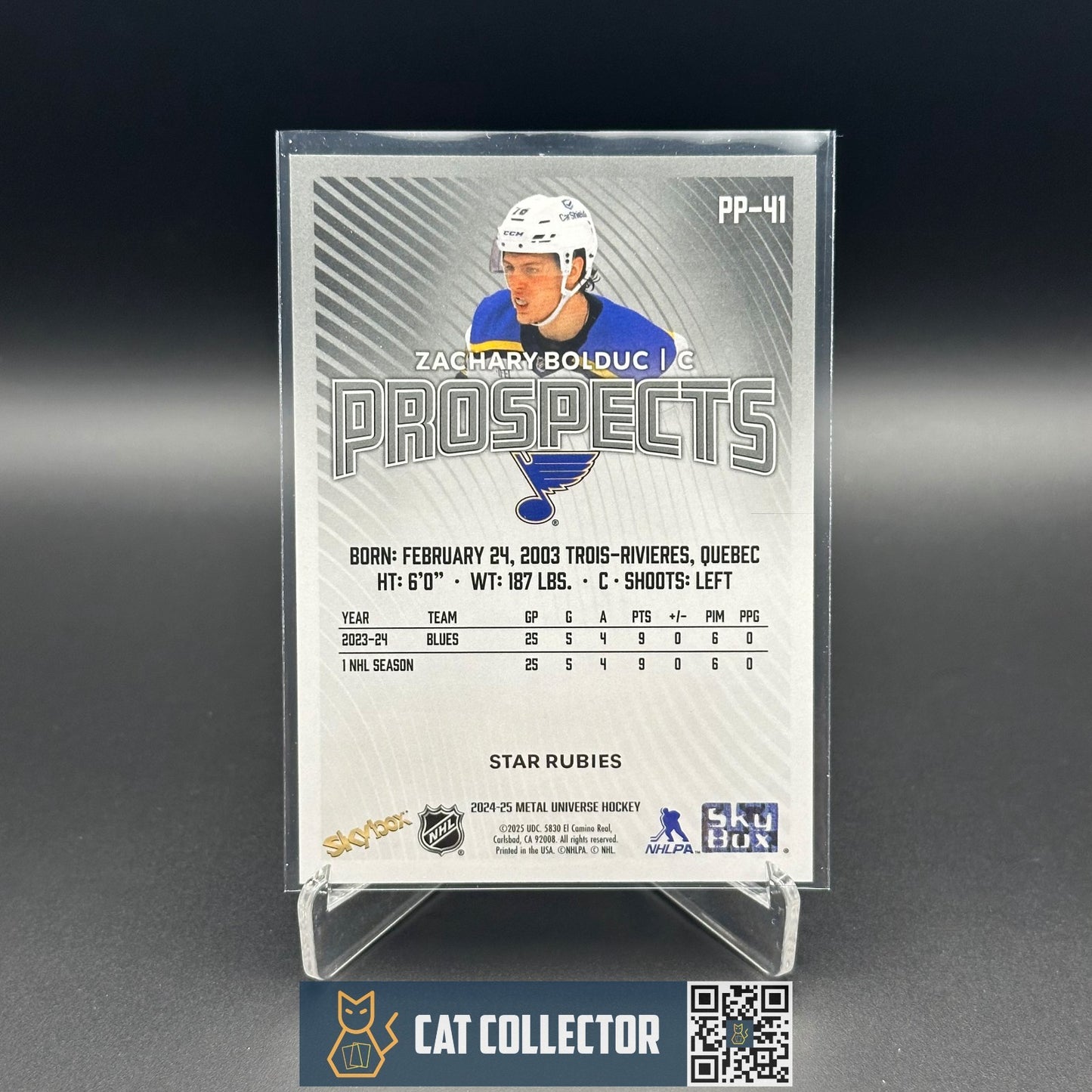 2024-25 SkyBox Metal Universe ZACHARY BOLDUC #PP-41 Prospects Star Rubies RC /50