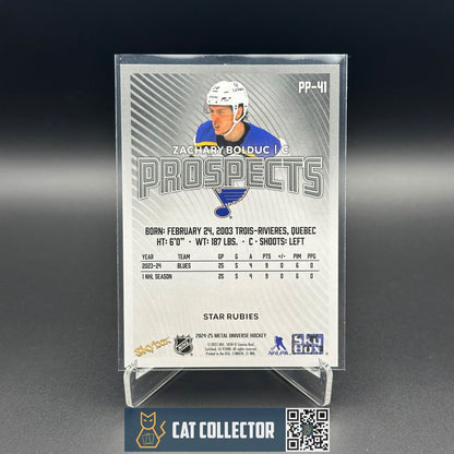 2024-25 SkyBox Metal Universe ZACHARY BOLDUC #PP-41 Prospects Star Rubies RC /50