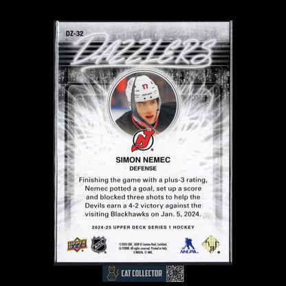 2024-25 UD Series 1 SIMON NEMEC #DZ-32 Dazzlers Orange - New Jersey Devils