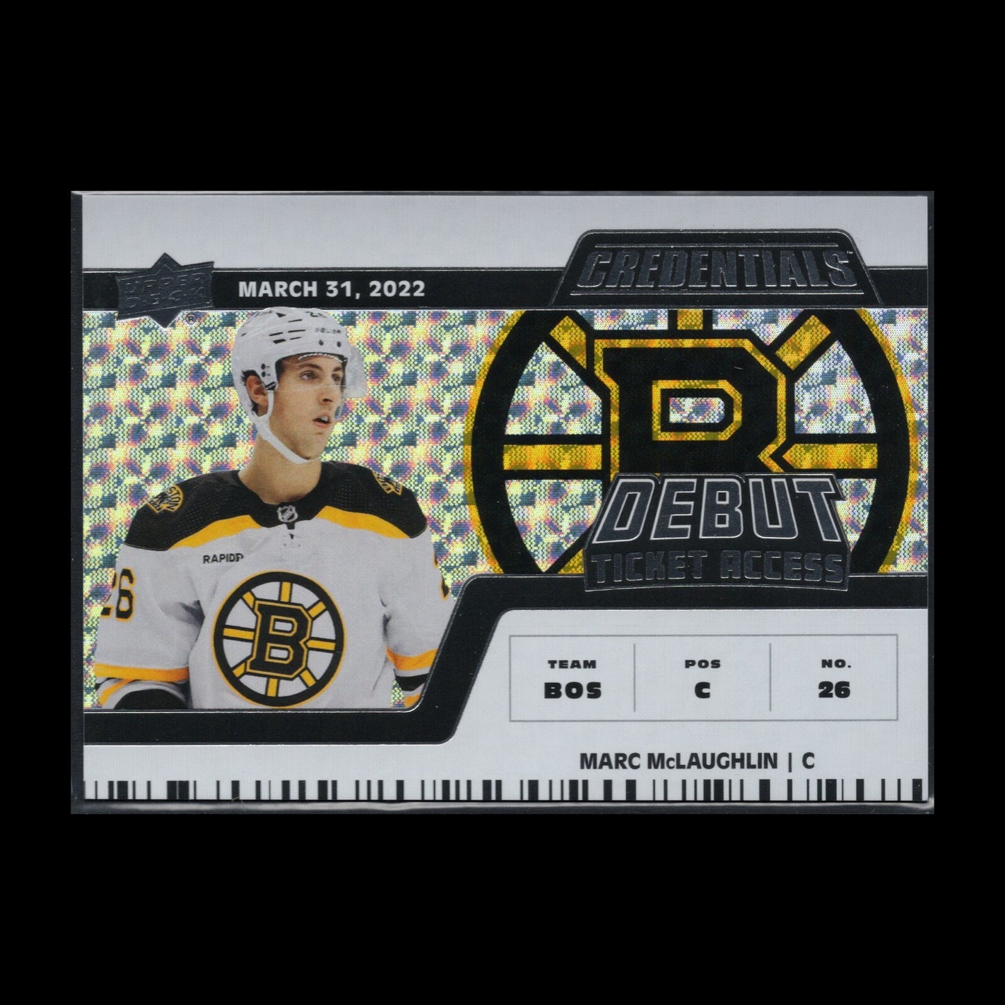 2022-23 UD Credentials MARC MCLAUGHLIN #150 Horizontal Debut Ticket Access /999