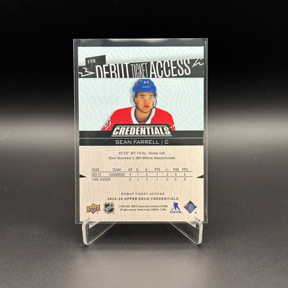 2023-24 UD Credentials SEAN FARRELL #170 Debut Ticket Access /799 RC