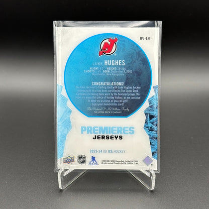 2023-24 UD Ice LUKE HUGHES #IPJ-LH Ice Premieres Jersey RC - New Jersey Devils