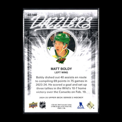 2024-25 UD Series 2 MATT BOLDY #DZ-100 Dazzlers Blue - Minnesota Wild