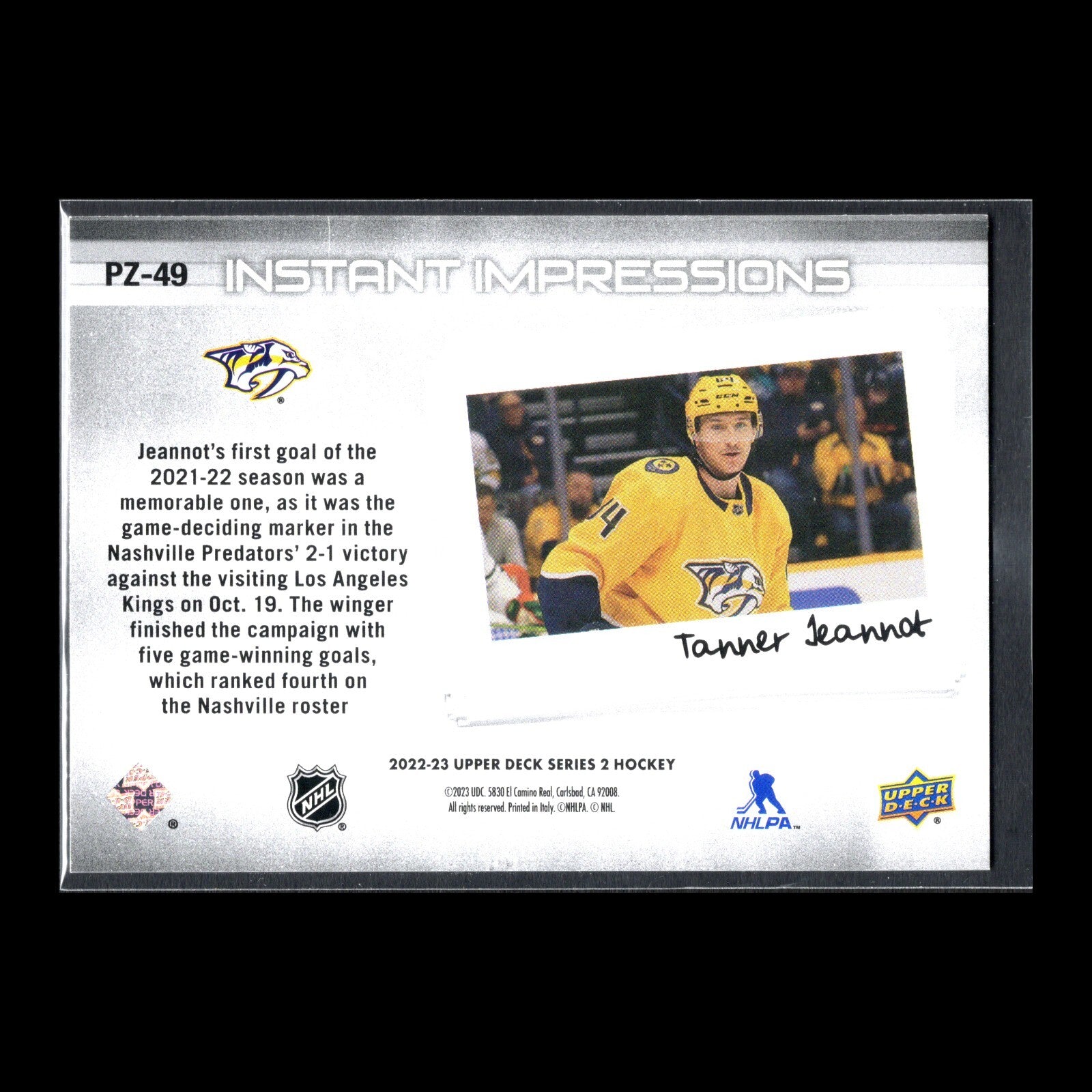 2022-23 UD Series 2 TANNER JEANNOT #PZ-49 Instant Impressions